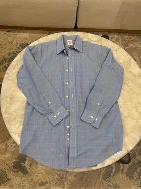 Brooks Brothers Regent Dress Shirt Mens 15 1/2 - 2/3 blue window Non-Iron Cotton